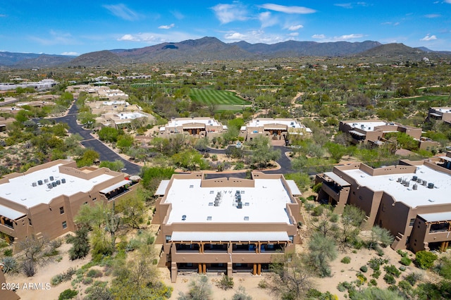 drone / aerial view with a mountain view