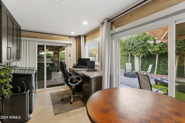 office space featuring recessed lighting