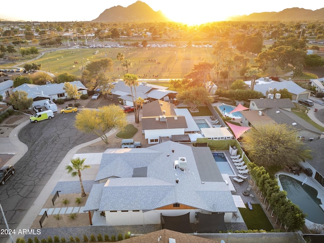 bird's eye view with a residential view and a mountain view