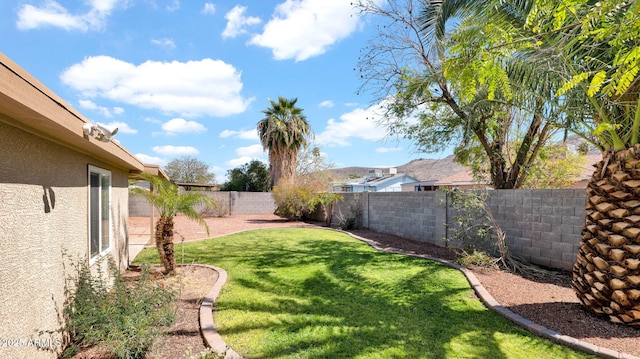 view of yard featuring a fenced backyard