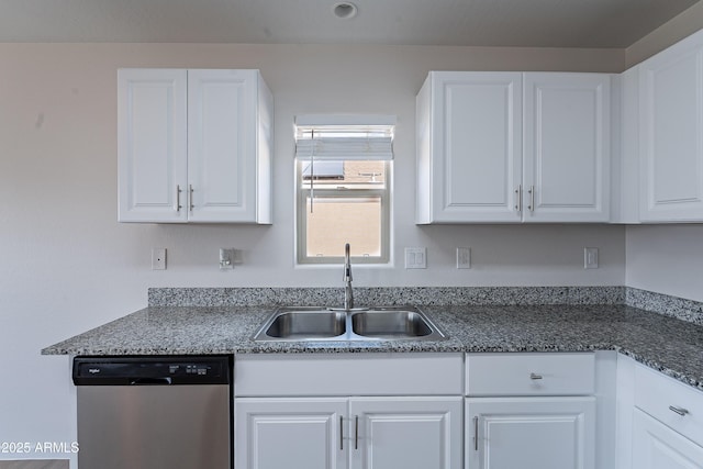 359 E Watson Pl, Casa Grande, AZ 85122 - kitchen featuring stainless steel dishwasher, a sink, and white cabinetry