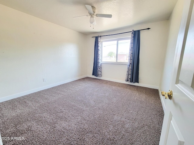 unfurnished room featuring carpet flooring and ceiling fan