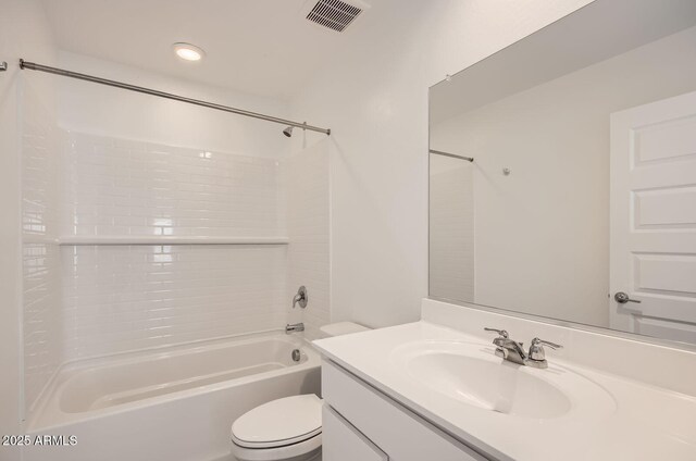 12086 E Sunflower Ln, Florence, AZ 85132 - bathroom featuring toilet, vanity, tub / shower combination, and visible vents