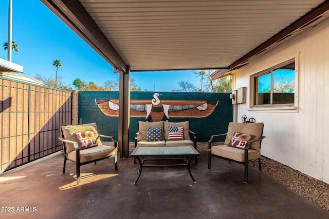 view of patio / terrace featuring an outdoor living space