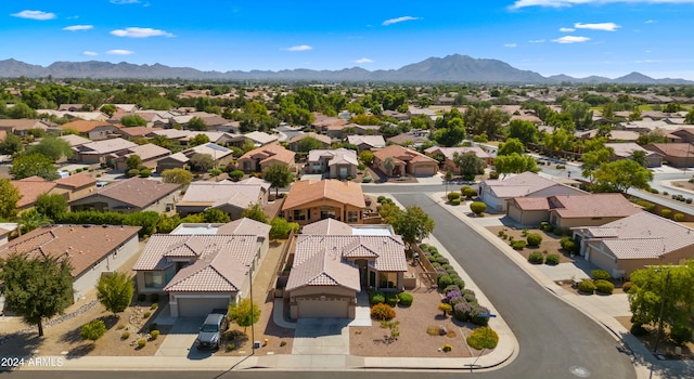 drone / aerial view with a mountain view and a residential view