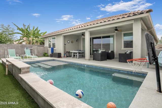 3828 E Liberty Ln, Gilbert, AZ 85296 - view of pool with ceiling fan and a patio area