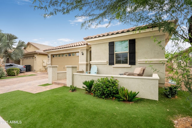 3828 E Liberty Ln, Gilbert, AZ 85296 - mediterranean / spanish home with stucco siding, an attached garage, driveway, and a tile roof