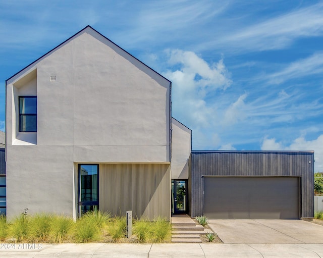 contemporary home with driveway