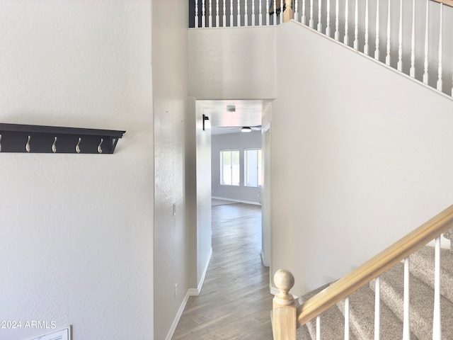 hallway with wood-type flooring