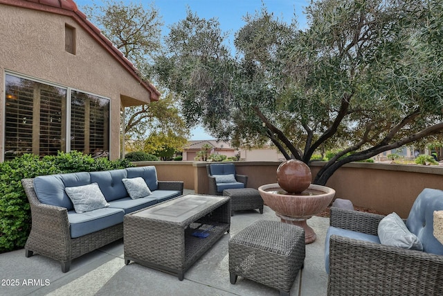 view of patio with an outdoor living space