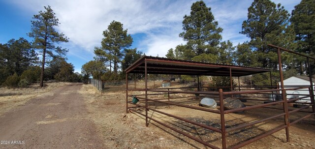 view of stable featuring an outdoor structure