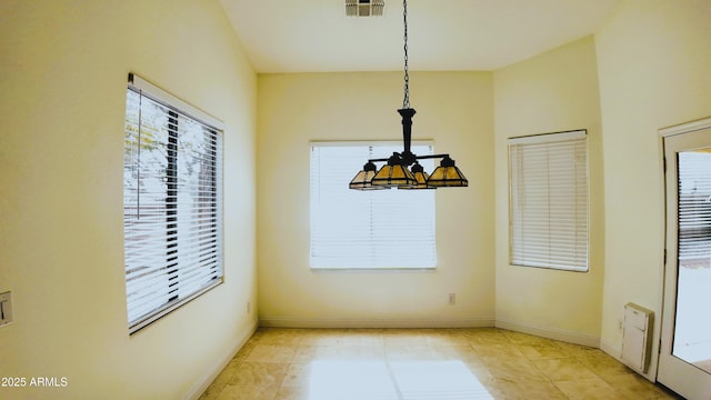 view of unfurnished dining area