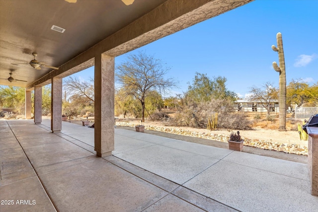 view of patio / terrace with ceiling fan