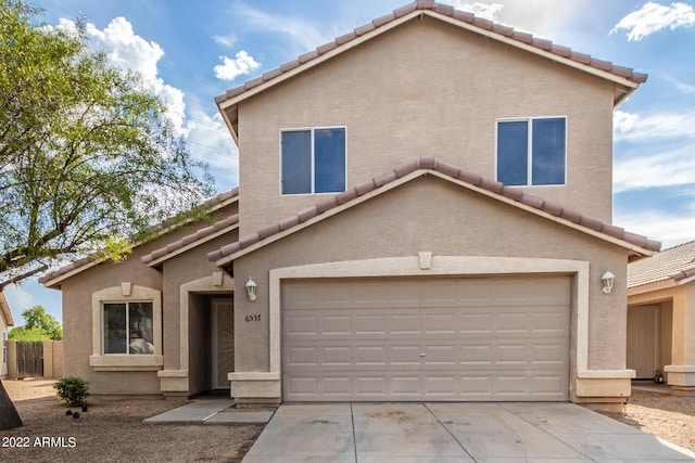 view of front of house with a garage