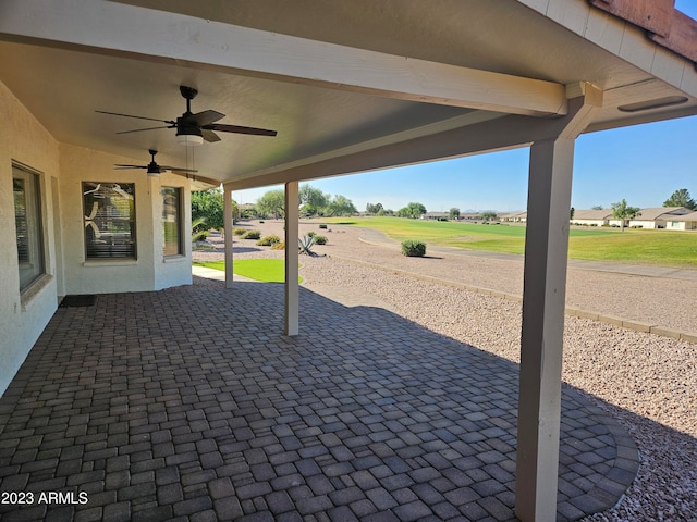 view of patio with ceiling fan