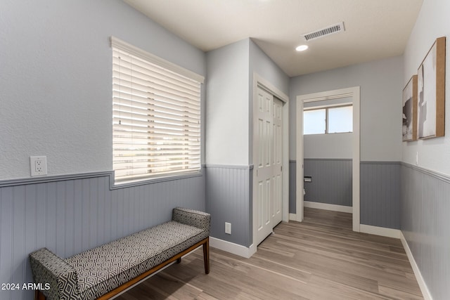 living area with light wood-type flooring