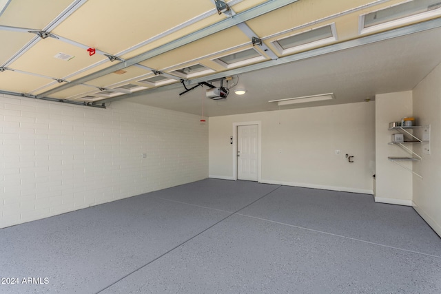 garage with a garage door opener