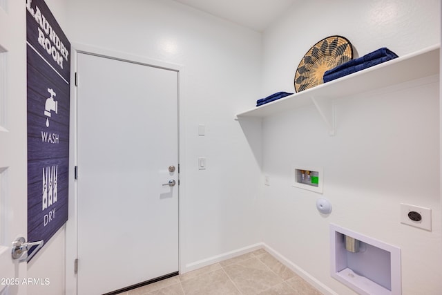16762 W Alameda Rd, Surprise, AZ 85387 - laundry area featuring hookup for a washing machine, hookup for an electric dryer, gas dryer hookup, baseboards, and light tile patterned flooring