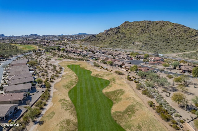 drone / aerial view featuring a mountain view