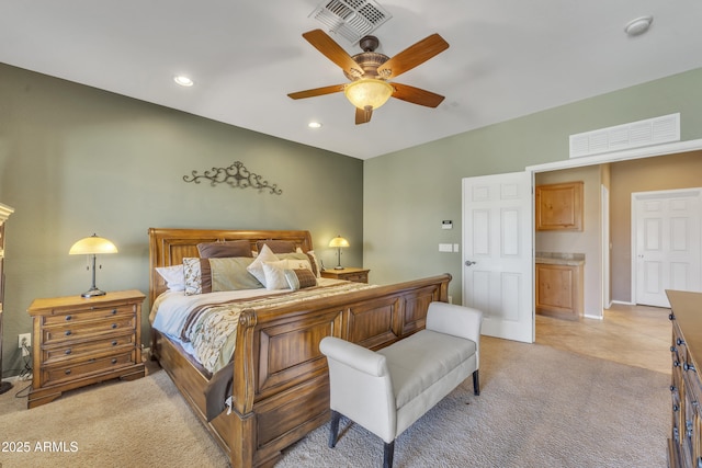 209 N 237th Ave, Buckeye, AZ 85396 - bedroom featuring light colored carpet, recessed lighting, ceiling fan, and baseboards