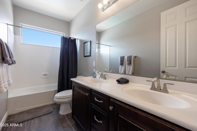 7432 W Bronco Trl, Peoria, AZ 85383 - full bath with double vanity, shower / bath combination with curtain, and toilet