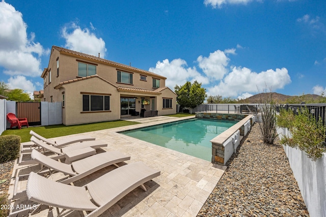 7432 W Bronco Trl, Peoria, AZ 85383 - view of swimming pool with a fenced backyard, a patio area, and a gate