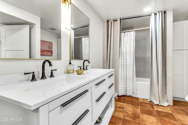 1451 E Brown Rd, Mesa, AZ 85203 - bathroom with a sink, tile patterned flooring, double vanity, and visible vents