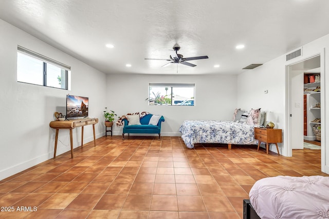 1451 E Brown Rd, Mesa, AZ 85203 - bedroom with visible vents, recessed lighting, and light tile patterned floors