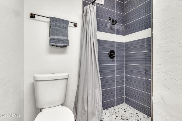 1451 E Brown Rd, Mesa, AZ 85203 - full bath with toilet, a textured wall, and a shower stall