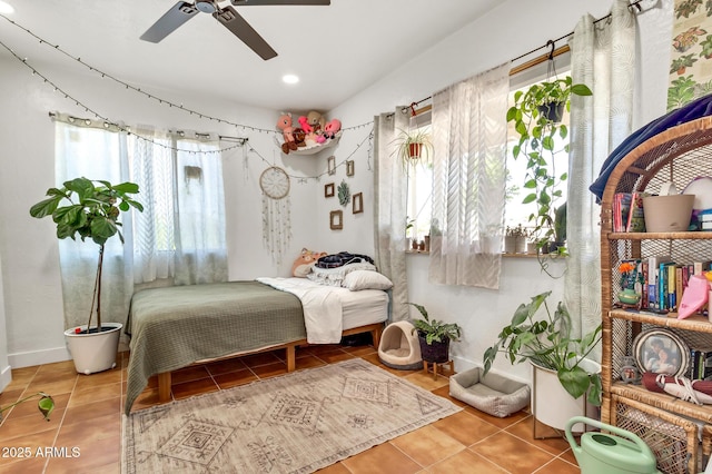1451 E Brown Rd, Mesa, AZ 85203 - bedroom featuring tile patterned flooring, baseboards, and ceiling fan
