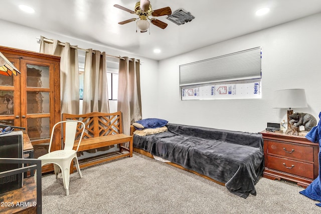1451 E Brown Rd, Mesa, AZ 85203 - bedroom featuring recessed lighting, ceiling fan, and carpet