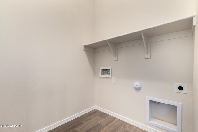 clothes washing area with hookup for a washing machine and electric dryer hookup