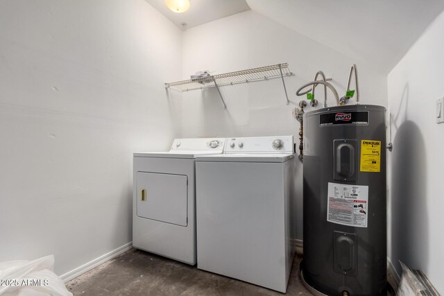 19777 N 76th St Unit 2244, Scottsdale, AZ 85255 - clothes washing area with water heater, washing machine and clothes dryer, laundry area, and baseboards