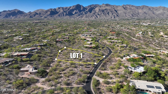 4885 N Via De La Granja, Tucson, AZ 85718 - aerial view of property's location with property boundaries highlighted and mountains