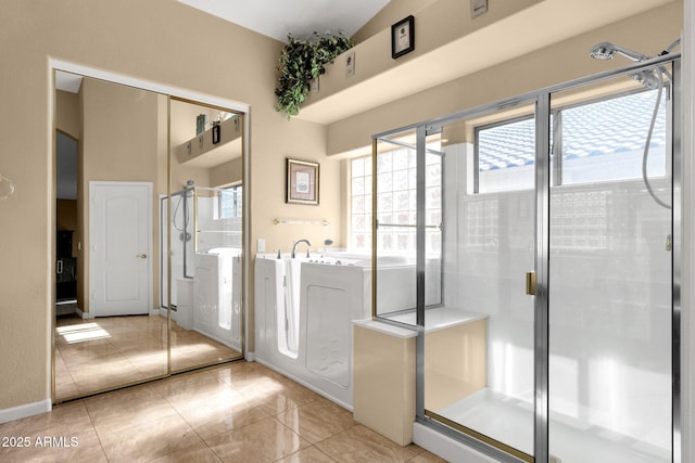 bathroom with a stall shower