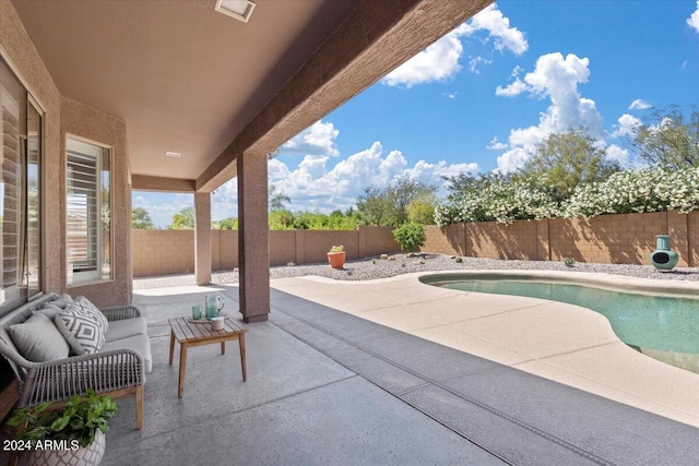 view of pool featuring a patio