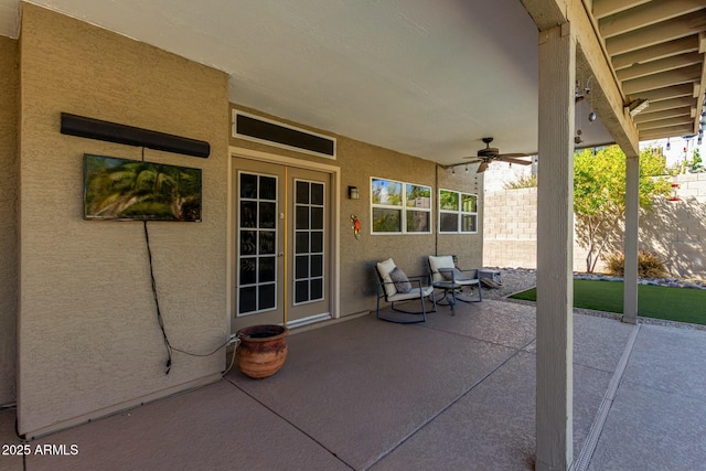 16047 S 14th Dr, Phoenix, AZ 85045 - view of patio / terrace featuring french doors and a ceiling fan