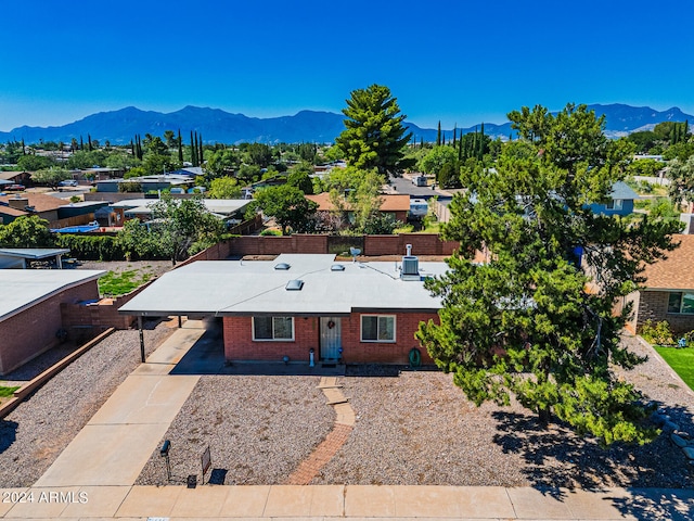 bird's eye view with a mountain view