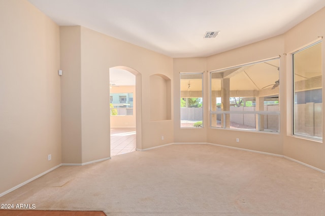 spare room with light carpet