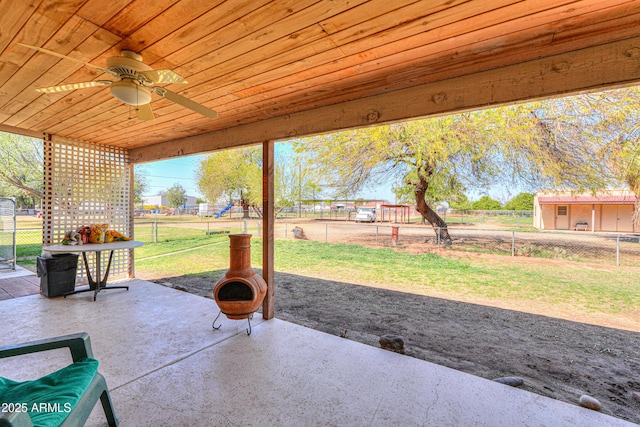 18622 E Via De Arboles, Queen Creek, AZ 85142 - view of patio / terrace featuring a fenced backyard and ceiling fan