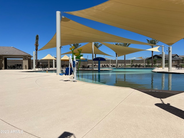 view of pool featuring a patio area