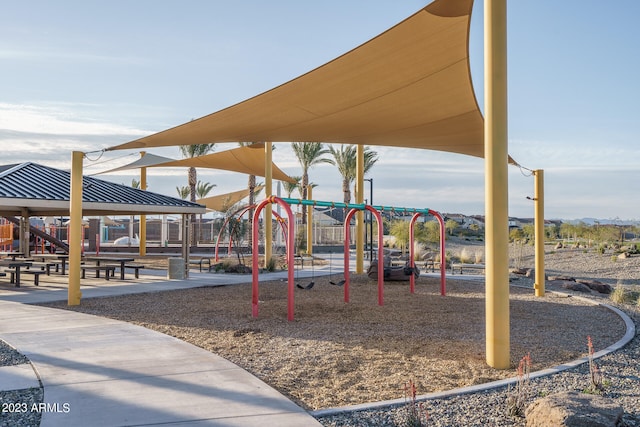 view of jungle gym featuring a gazebo