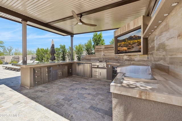 13750 E Yucca St, Scottsdale, AZ 85259 - view of patio featuring exterior kitchen and ceiling fan
