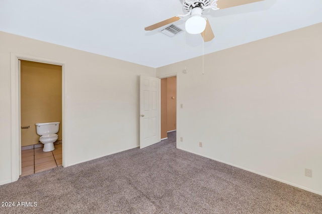 interior space with ceiling fan