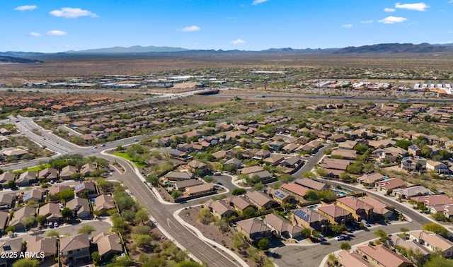 bird's eye view featuring a residential view and a mountain view