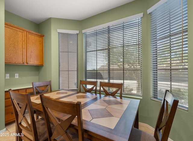 dining room with baseboards and a wealth of natural light