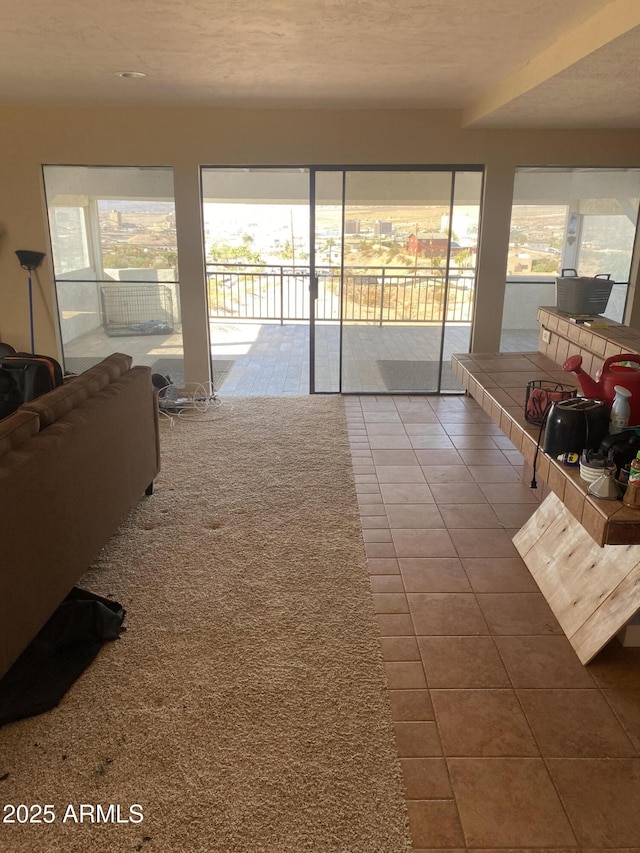 living room featuring tile patterned floors