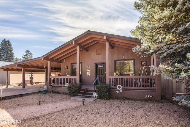 view of front facade featuring covered porch