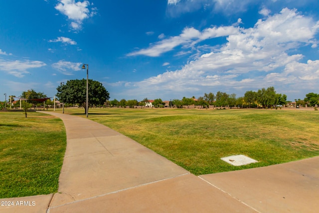 view of community featuring a lawn