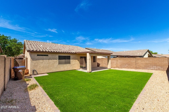 30212 N Sunray Dr, San Tan Valley, AZ 85143 - back of house featuring stucco siding, a tiled roof, and a patio area